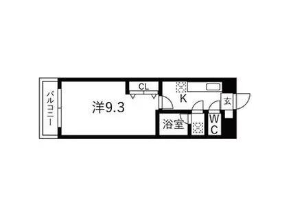 パークヒルズ上ノ台(1K/3階)の間取り写真