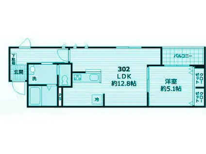 エリタージュ品川(1LDK/3階)の間取り写真