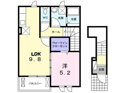 アンジュ IV(1LDK/2階)の間取り写真