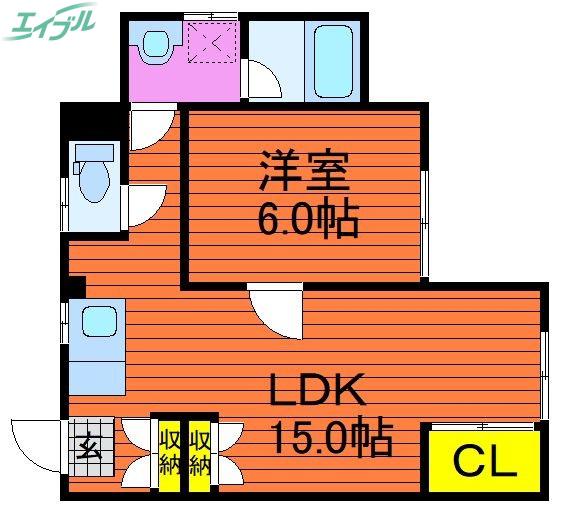 アルフィー当新田(1LDK/1階)の間取り写真