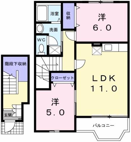 LAW FLOWER(2LDK/2階)の間取り写真