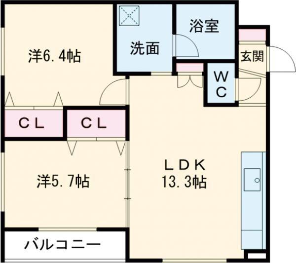 デイトナ(2LDK/1階)の間取り写真