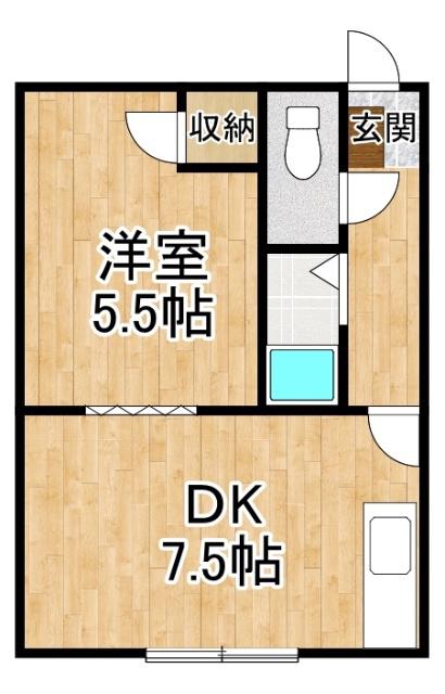 レジデンス(1DK/2階)の間取り写真