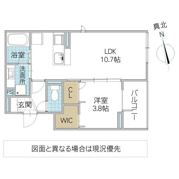 D-INVEST東原 B(1LDK/2階)の間取り写真