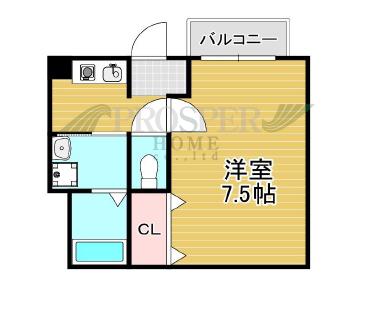ハイムMH(1K/1階)の間取り写真