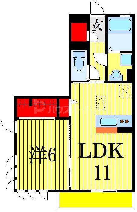 薬円台壱番館 A(1LDK/1階)の間取り写真