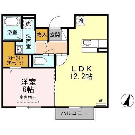 D-ROOM八乙女A(1LDK/1階)の間取り写真