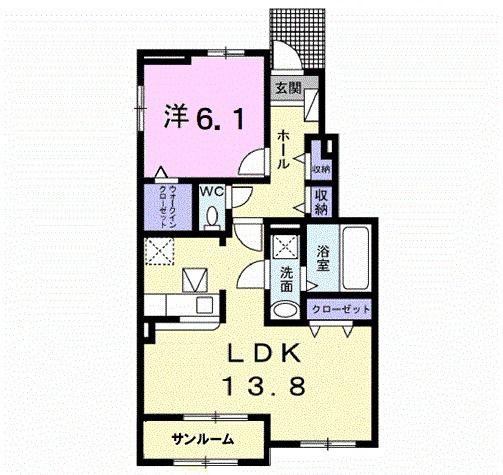 シャトー ドゥ 湊III(1LDK/1階)の間取り写真