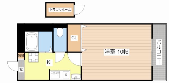 十一屋ブラウンシュガービル(1K/4階)の間取り写真