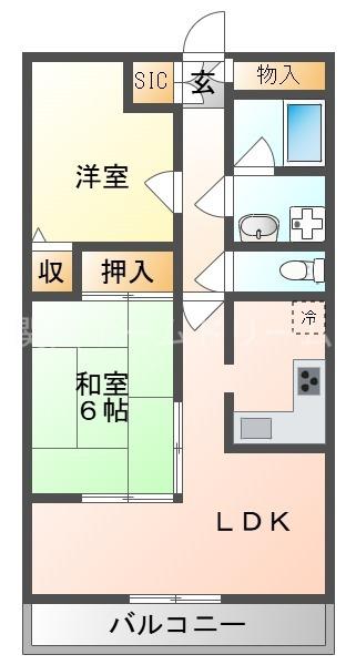 カルム大和高田(2LDK/4階)の間取り写真