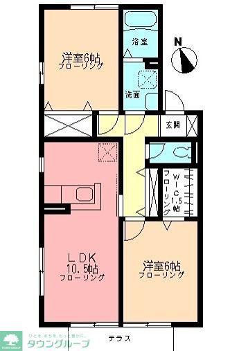 ソシア落合A(2LDK/1階)の間取り写真