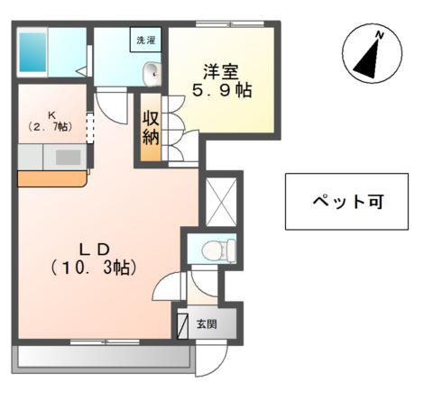 PARK DAZUR(1LDK/1階)の間取り写真