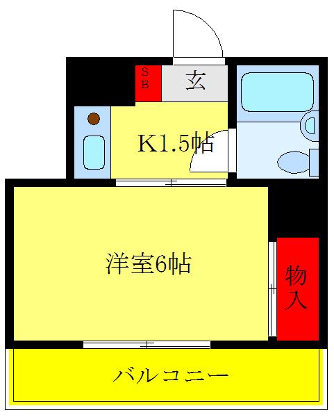グリーンビレッジ(1K/4階)の間取り写真