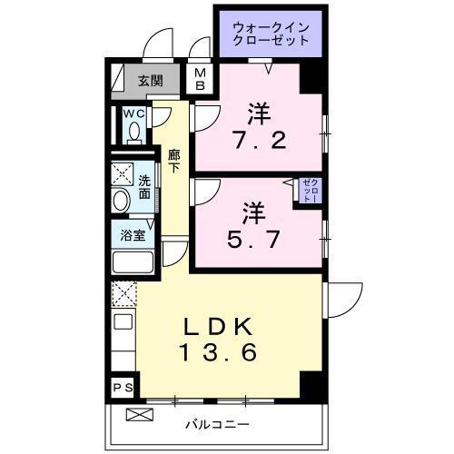 アルカサル中央通(2LDK/3階)の間取り写真