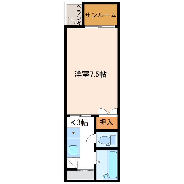 ベルコリーヌ横川(1K/4階)の間取り写真