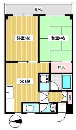 アーデンハウス(2DK/2階)の間取り写真