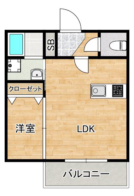 フェリーチェ泉大津(1LDK/1階)の間取り写真