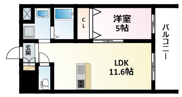 第1関根マンション(1LDK/10階)の間取り写真