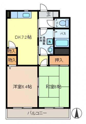 エリーコート(2DK/3階)の間取り写真