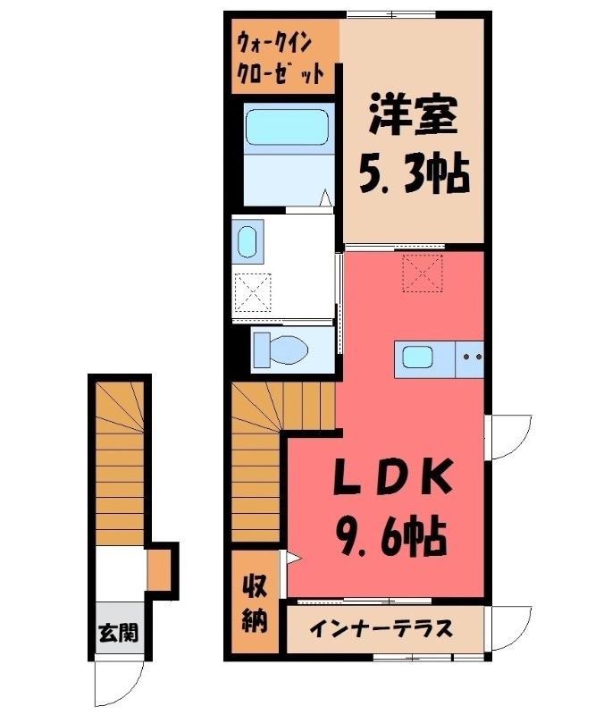 イル・クオーレA(1LDK/2階)の間取り写真