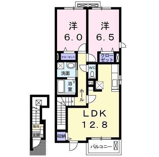 優・SELINE四番館(2LDK/2階)の間取り写真
