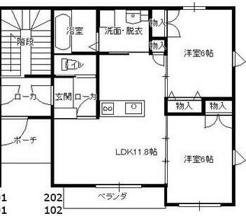 サンモール(2LDK/2階)の間取り写真