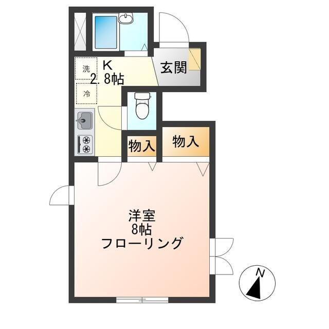 グレースウエストコート(1K/2階)の間取り写真