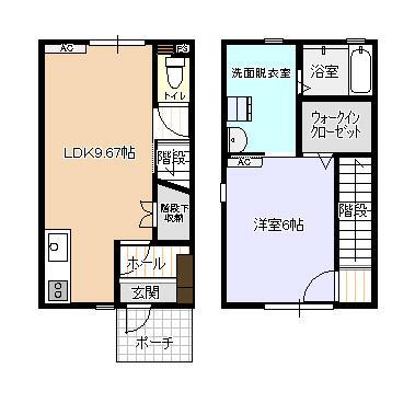 ビオラ新富山A棟(1LDK/1階)の間取り写真