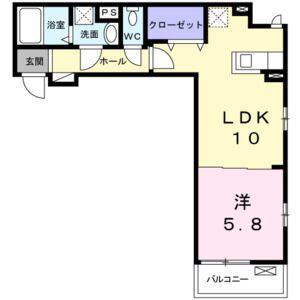 ガーデン ガーデン(1LDK/2階)の間取り写真