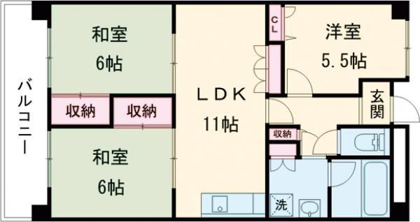 ヤイロハイツ(3LDK/2階)の間取り写真