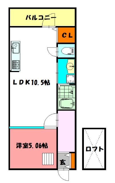山田ビル(1LDK/3階)の間取り写真