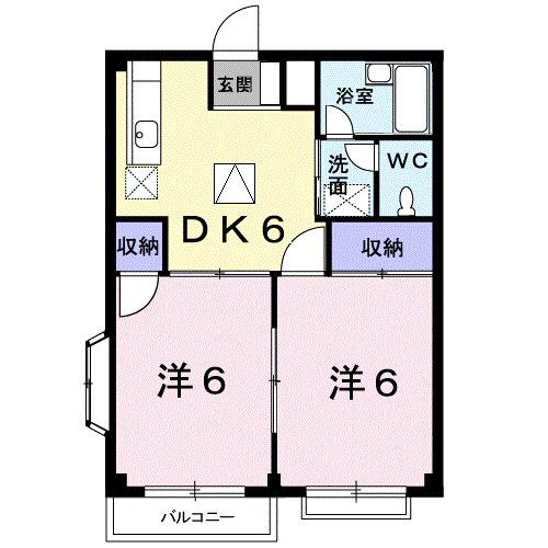 レピュートおんつかII(2DK/2階)の間取り写真
