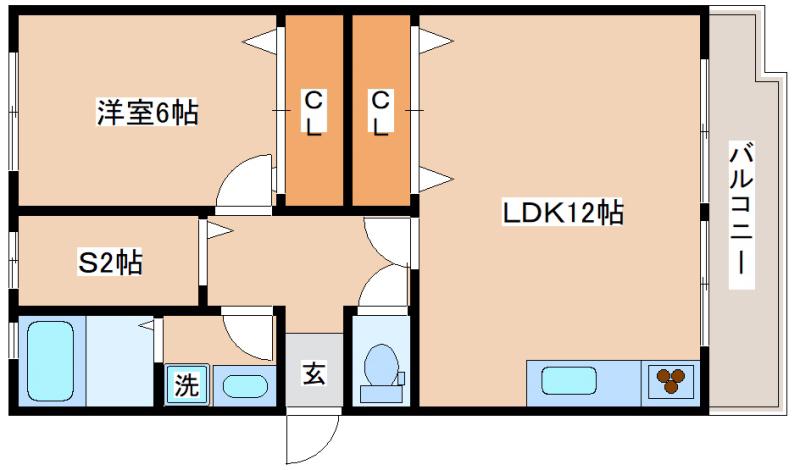 ユメノサニーハイツ(2DK/1階)の間取り写真