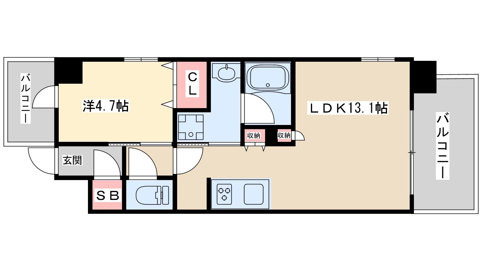 スプランディッド8(1LDK/9階)の間取り写真