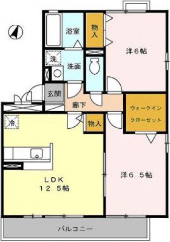 コゥジーコートA(2LDK/1階)の間取り写真