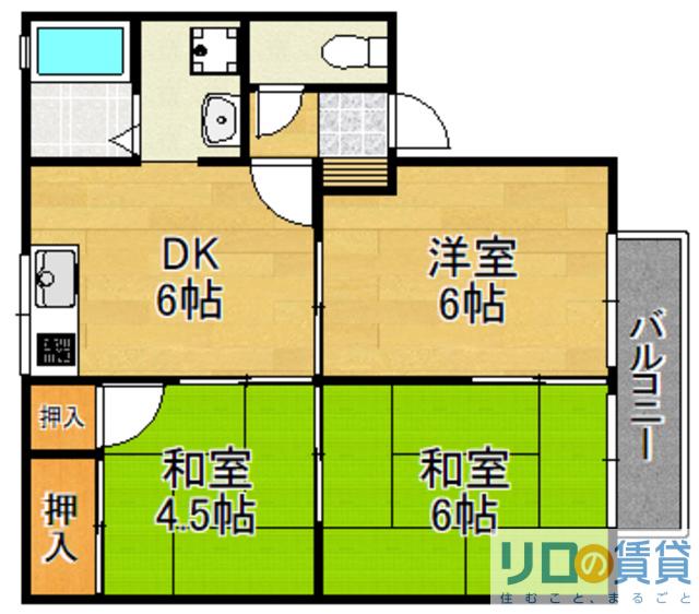 ファミーユ江口(3DK/1階)の間取り写真