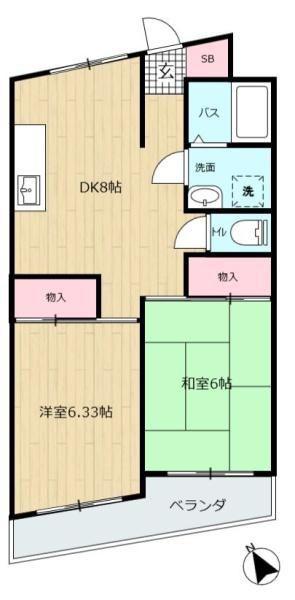 コーポベルライズ(2DK/3階)の間取り写真