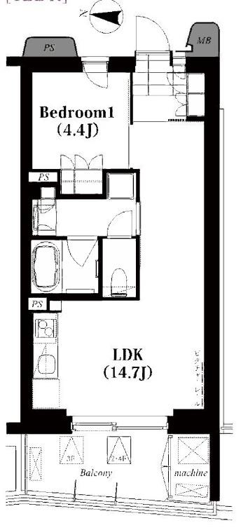 代々木参宮橋テラス(1LDK/4階)の間取り写真
