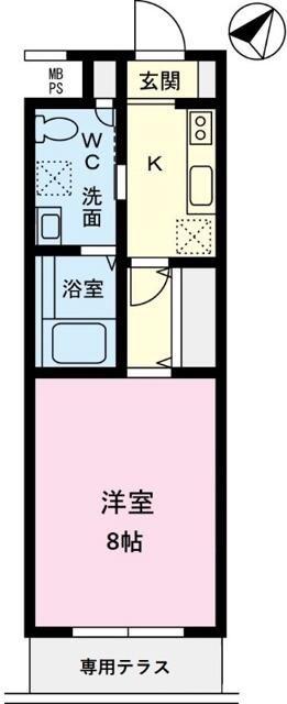 TFレジデンス鵜の木(1K/1階)の間取り写真