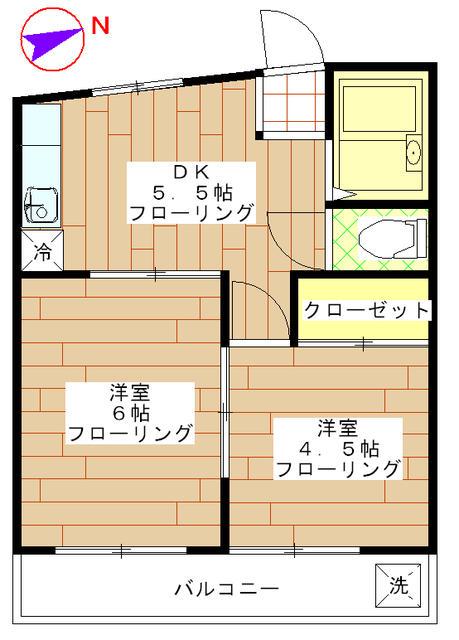 ビスタリアハイツ(2DK/3階)の間取り写真