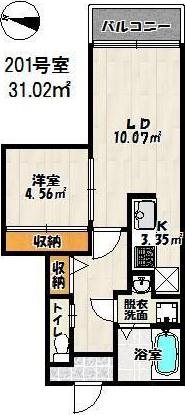 ベリー箱崎(1LDK/2階)の間取り写真