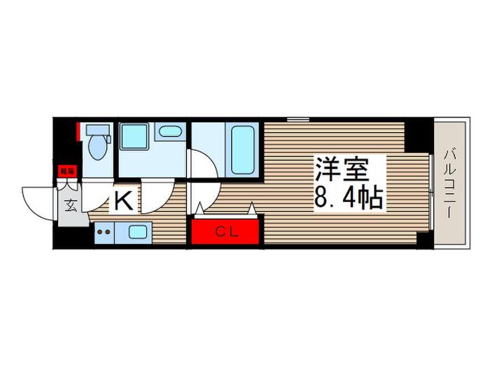 S-FORT行徳(1K/3階)の間取り写真