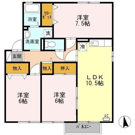 グリーンコーポA(3LDK/2階)の間取り写真