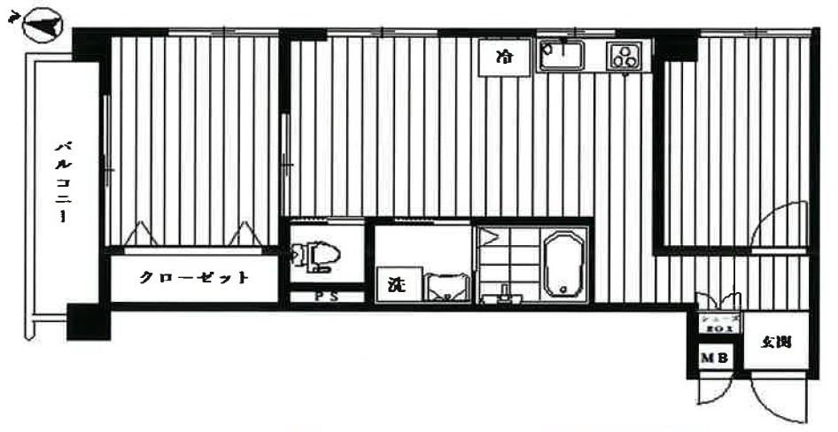 サンヒル新町(2LDK/5階)の間取り写真