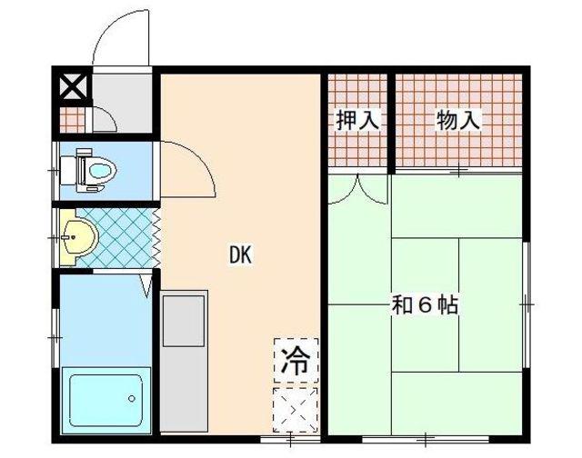 寿ハイツ(1DK/2階)の間取り写真