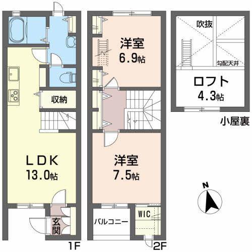 グランプラス M(2LDK/1階)の間取り写真