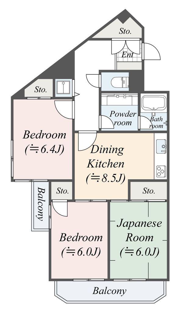 湘南槇町PLATZ(3DK/4階)の間取り写真