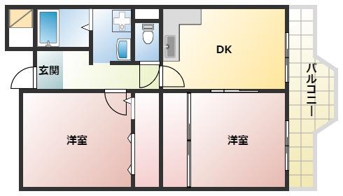 ピュアネスDOI(2DK/6階)の間取り写真