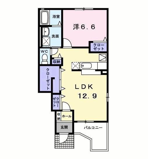 エヴァーグリーン(1LDK/1階)の間取り写真