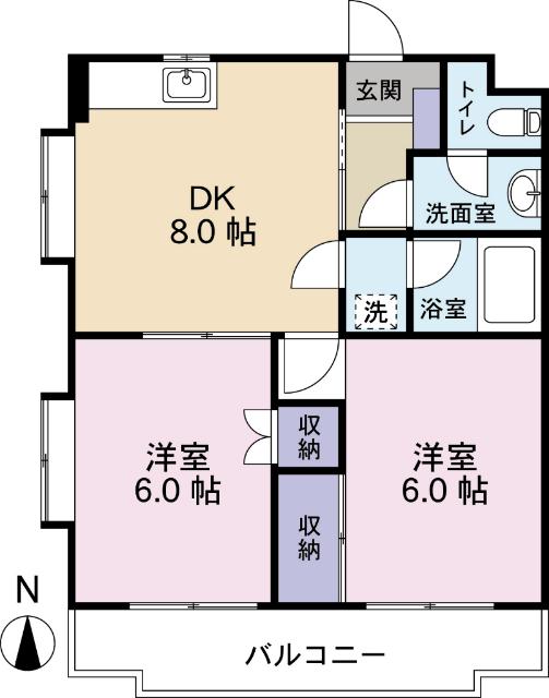 アメニティ富士(2DK/1階)の間取り写真